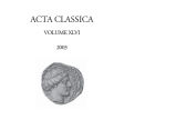 Acta Classica: Proceedings of the Classical Association of South Africa, vol. 46, (2003).
 